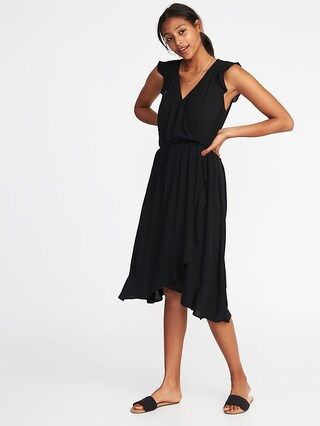 Sleeveless Waist-Defined Crinkle-Gauze Dress for Women | Old Navy US