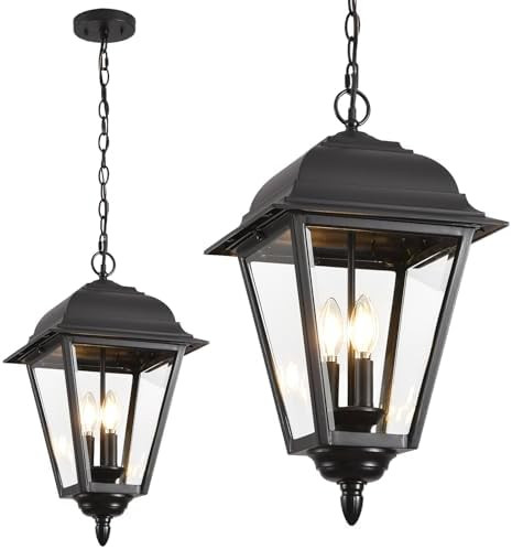 Smeike Outdoor Pendant Light, 3-Light Exterior Hanging Porch Light, Extra Large Outdoor Hanging L... | Amazon (US)