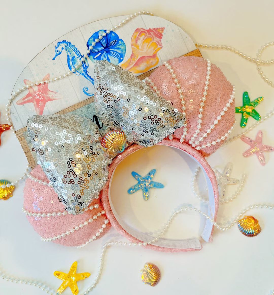 Ariel Pink Dress inspired mouse Ears, Little Mermaid Ears, Ariel Ears, Ariel Minnie Ears, Pink sh... | Etsy (US)