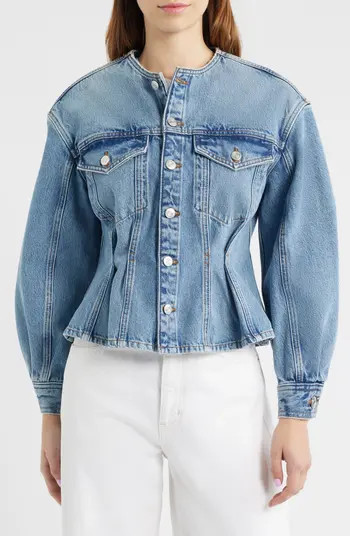 The Nipped Collarless Denim Jacket | Nordstrom