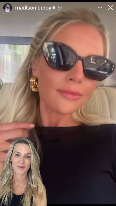 How can I recreate Southern charm star Madison LeCroy's look? I have partnered with @saks to re-create her fan favorite outfit! A flattering black tee shirt bodysuit, her white flounce mini skirt, black leather structured tote, black square oversize sunglasses, gold huggie hoop earrings and it is all linked for you on my LTK page @CelebStyleGuide in the @shop.ltk app linked in my profile #saks #sakspartner

#LTKstyletip