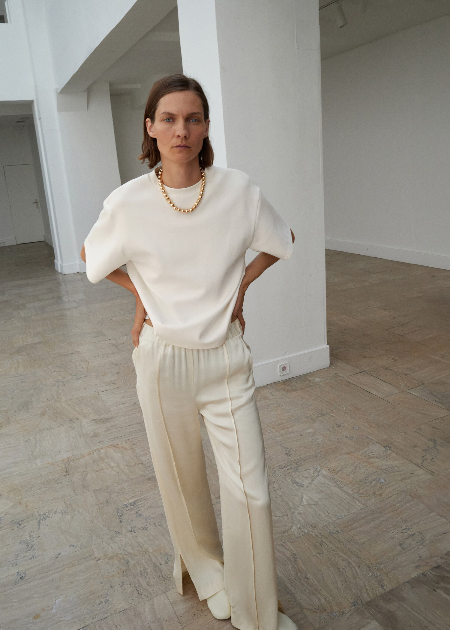 Satin trousers with side openings - Women | MANGO United Kingdom | MANGO (UK)