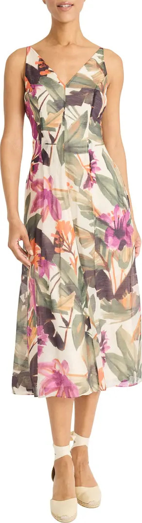 Floral Sleeveless A-Line Midi Dress | Nordstrom Rack