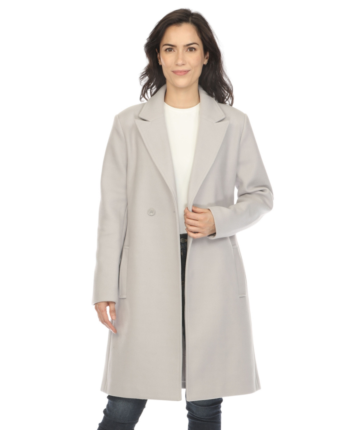 White Mark Women's Classic Walker Coat - Light Grey | Macy's
