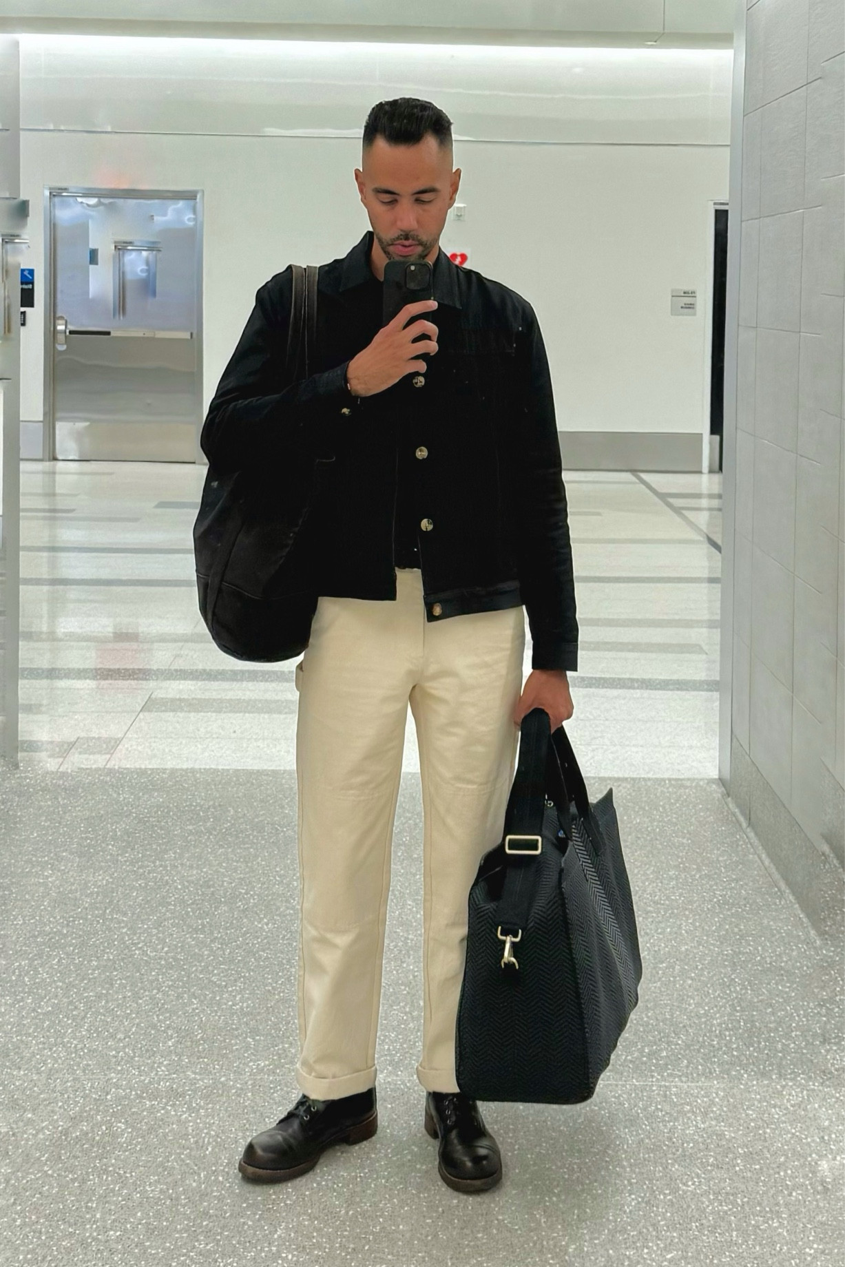 Airport fit ✈️ white pants and black jacket 

#LTKStyleTip #LTKTravel #LTKMens