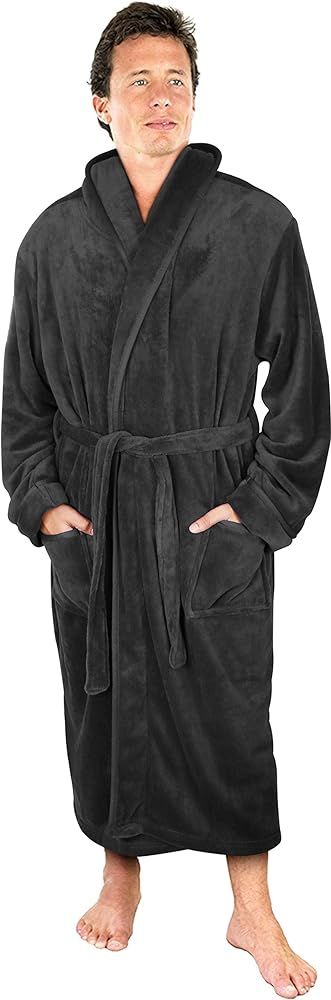 NY Threads Luxurious Men's Shawl Collar Fleece Bathrobe Spa Robe | Amazon (US)