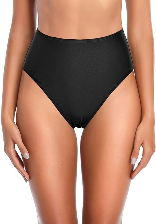 Womens High Cut High Waisted Bikini Bottoms Tummy Control Bathing Suit Bottoms Swim Bottom Swimsu... | Amazon (US)