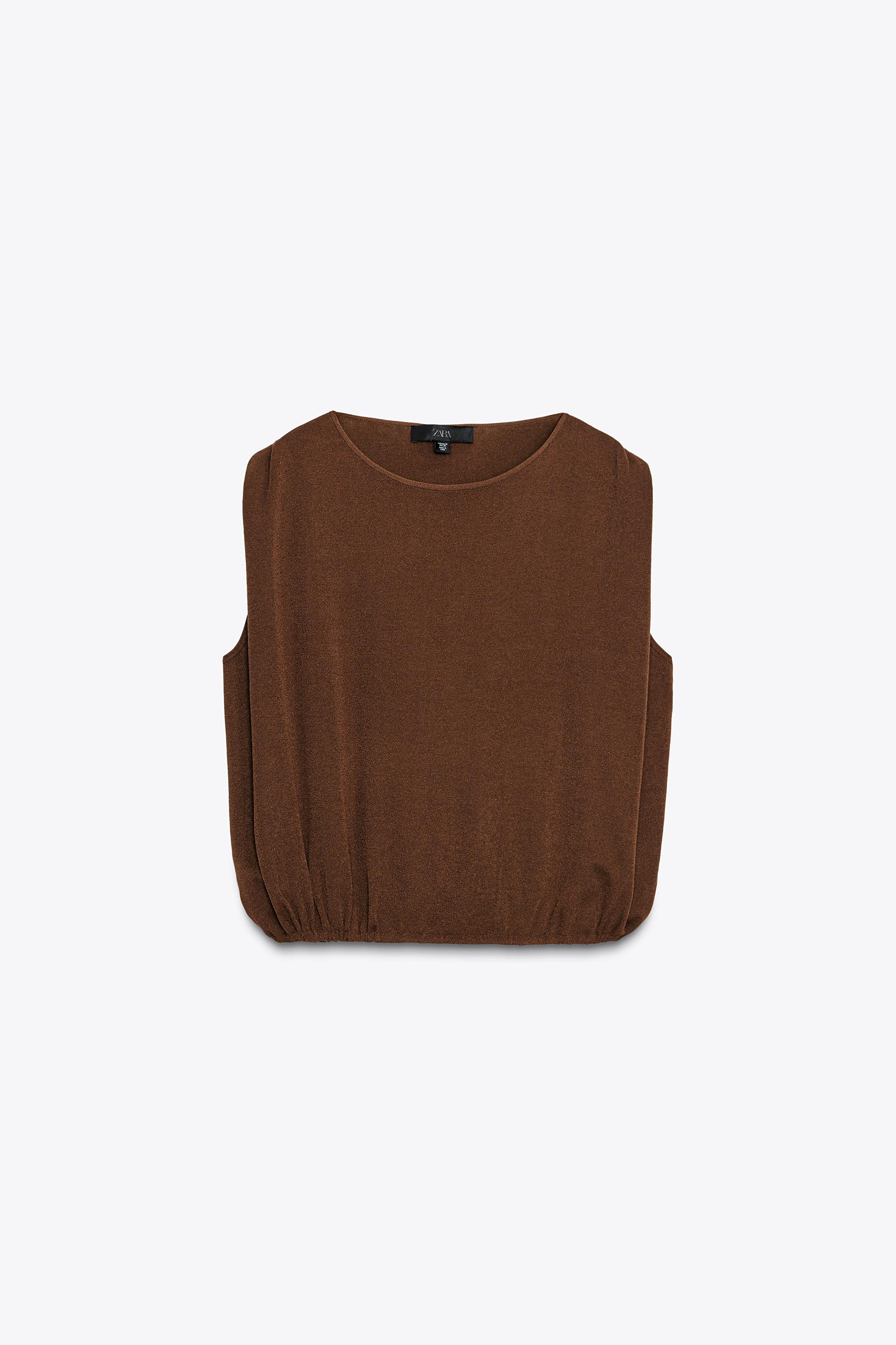 TOP WITH ELASTICATED HEM | Zara UK