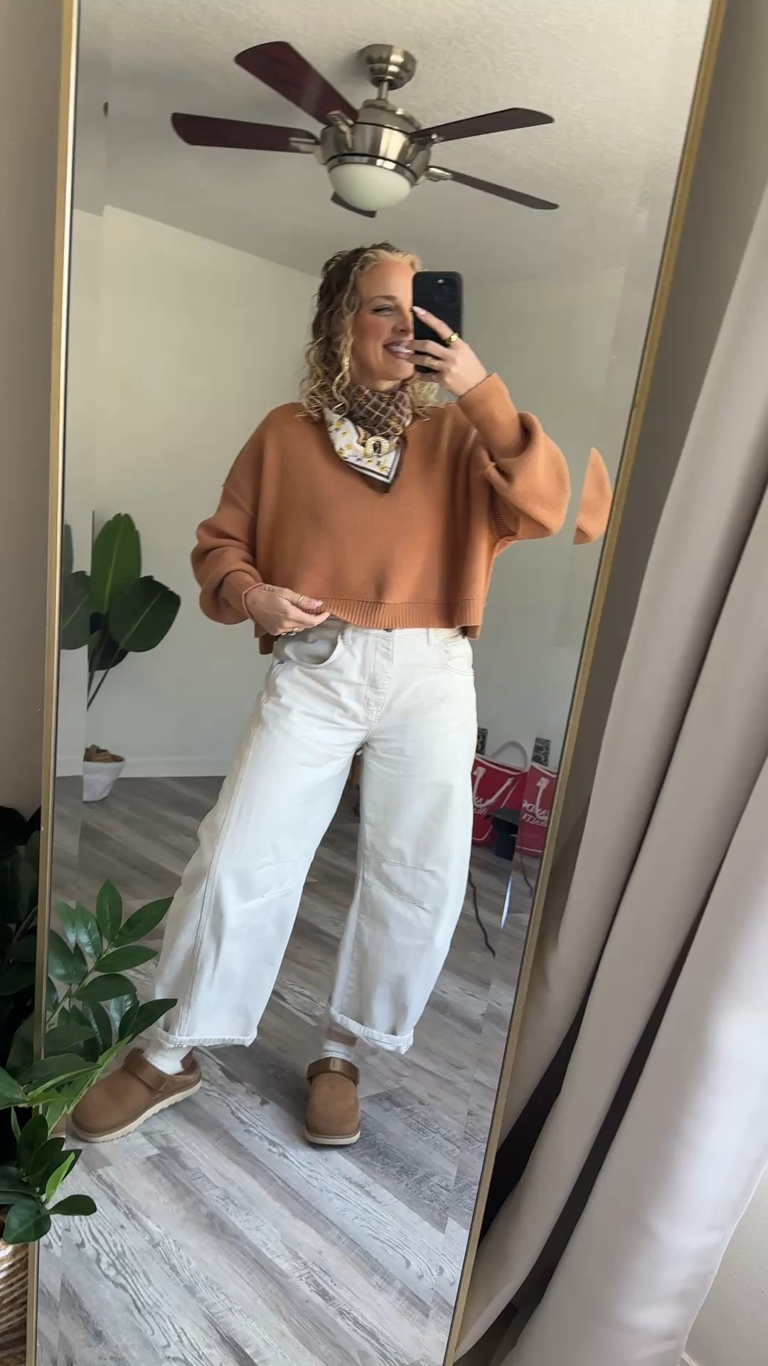 Free people fit. Cropped sweater, barrel jeans, ugg clogs 

#LTKOver40 #LTKootd #LTKdayinmylife