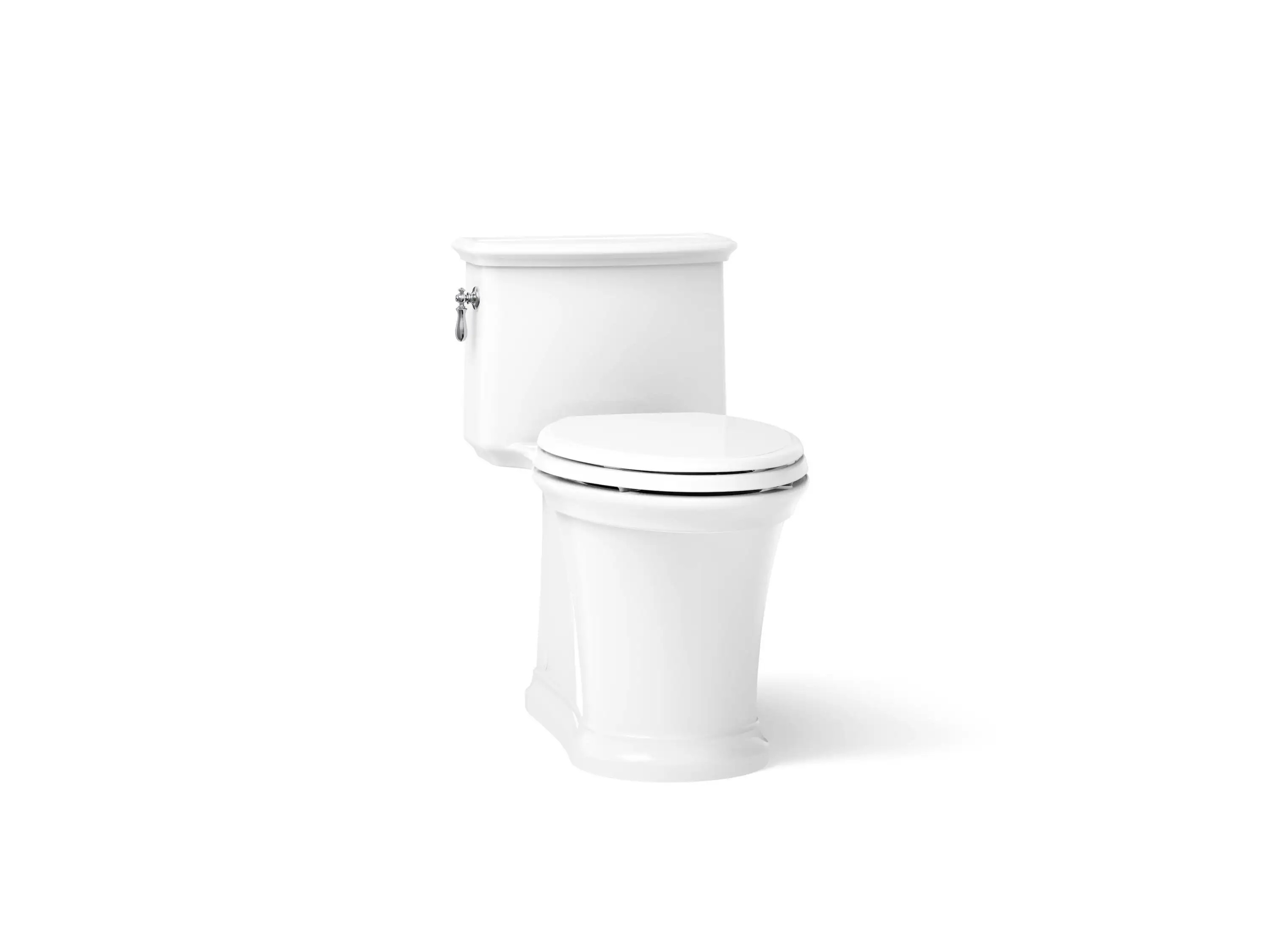 KOHLER Harken White Compact elongated Standard height 12-in Rough-In WaterSense 1.28 GPF Soft Close 1-piece Toilet one_size | 22695-0 | Lowe's