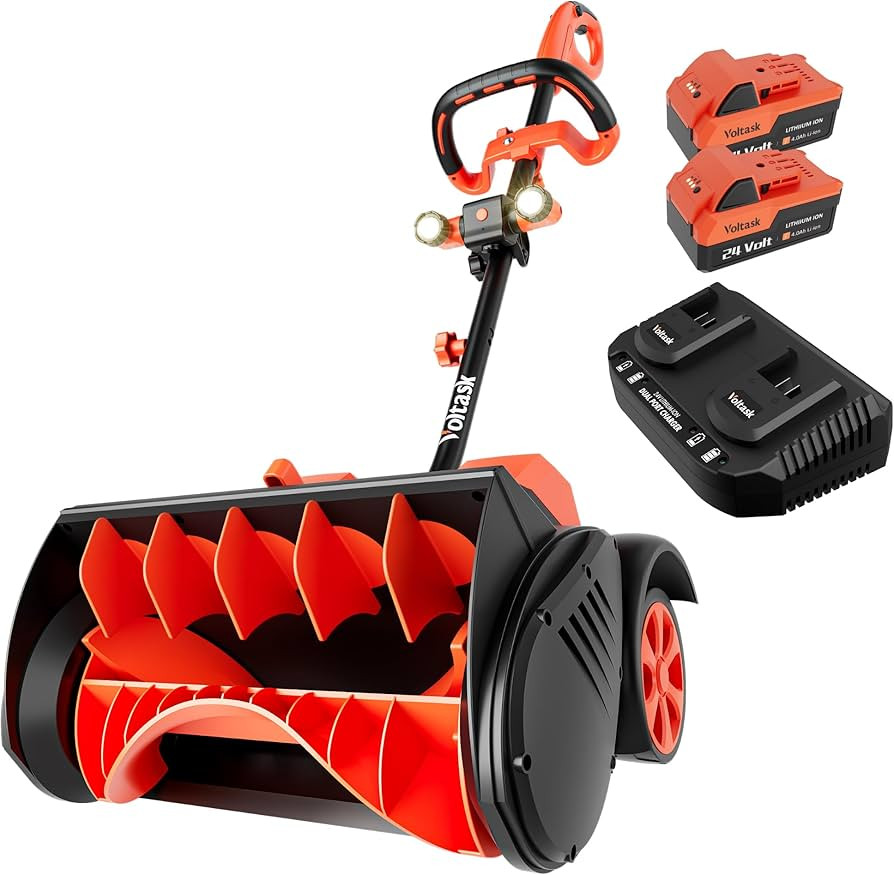 VOLTASK 48V Cordless Snow Shovel with Wheels, 15.7-Inch Brushless Cordless Snow Blower, 4-Ah Batt... | Amazon (US)