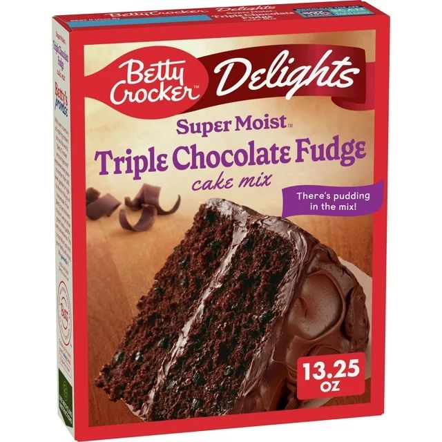 Betty Crocker Delights Super Moist Triple Chocolate Fudge Cake Mix, 13.25 oz - Walmart.com | Walmart (US)