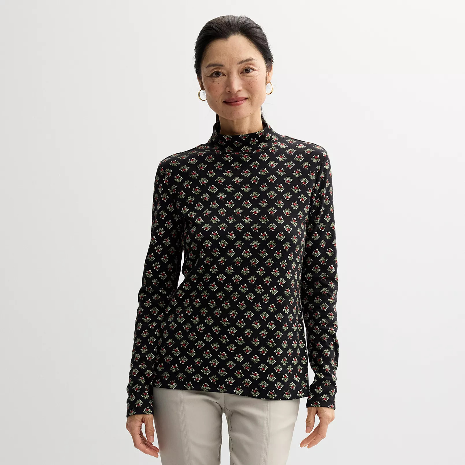 Women's Croft & Barrow® Essential Long-Sleeve Mockneck Top | Kohl's