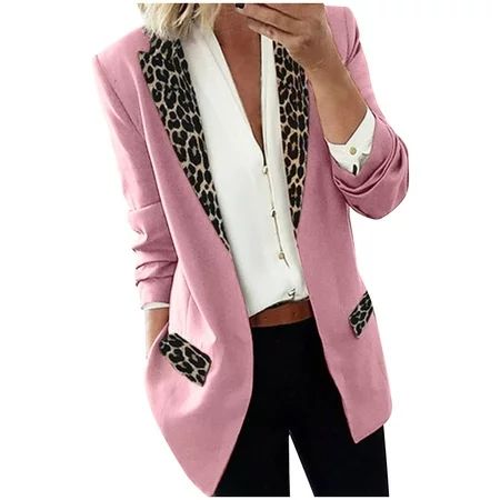 Leopard Blazer For Womens Long Sleeve Cardigan Open Front Jackets Business Work Office Suit Outwear  | Walmart (US)