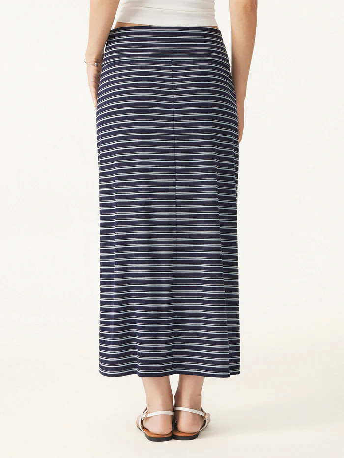 Low Rise Folded Waist Striped Midi Skirt | OGLmove