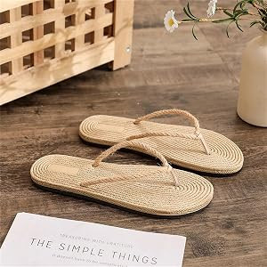Straw Slippers Straw Sandals Flip Flops Women Slippers Ladies Shoes Indoor Outdoor Female Flip-fl... | Amazon (UK)