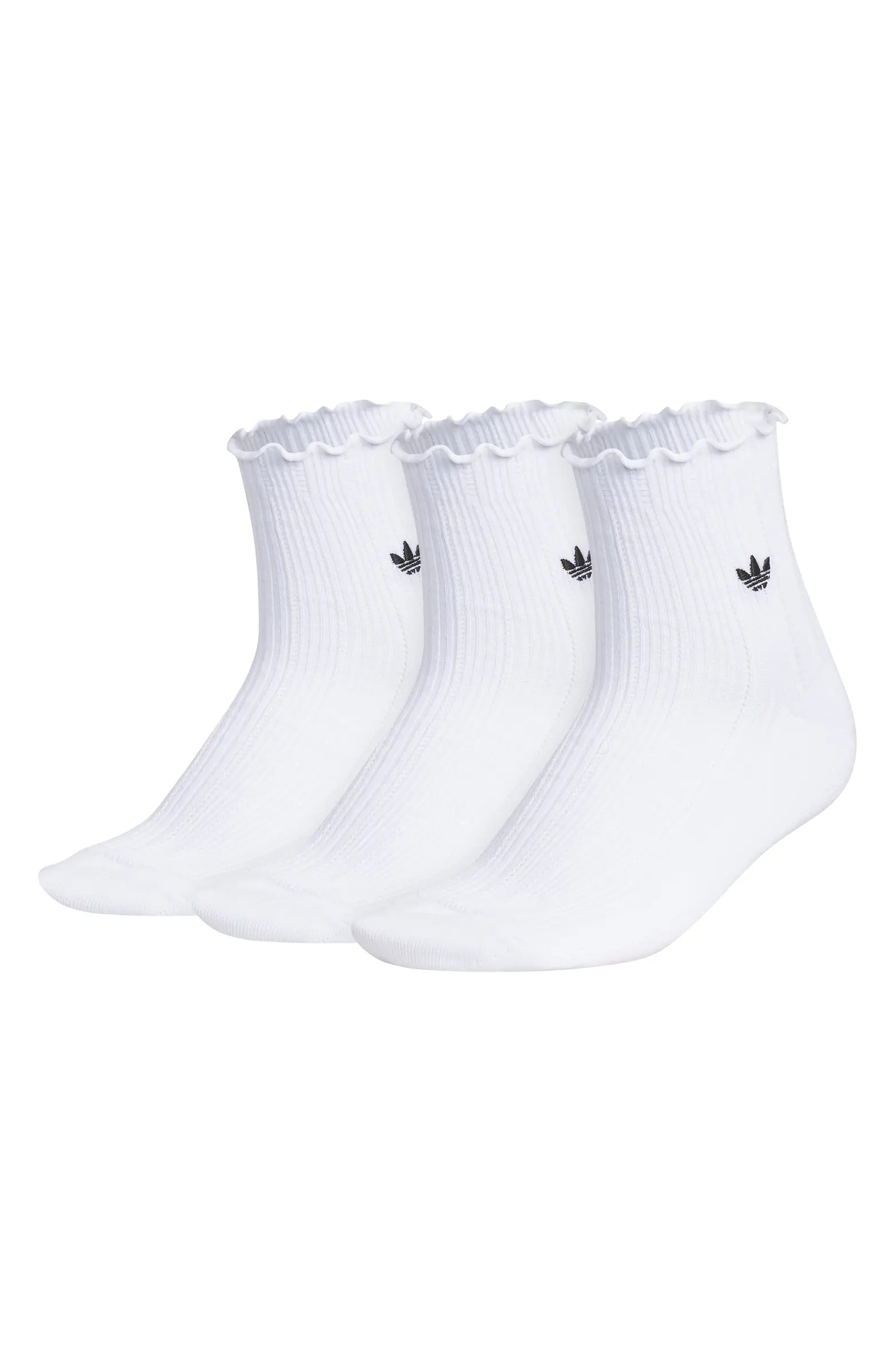 adidas Assorted 3-Pack Ruffle Rib Ankle Socks | Nordstrom | Nordstrom