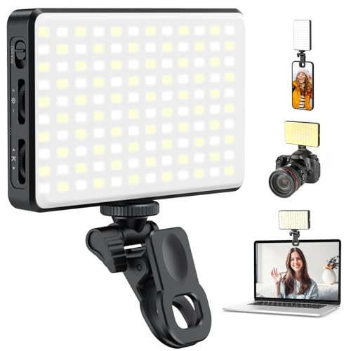 120 LED Phone Light, Selfie Light, 3000Mah Rechargeable Clip Video Light, 2500-9000K CRI 97+ Adjusted 3 Light Modes，for iPhone, TikTok, Vlog Video Conference Lighting with Clip & Camera Tripod Adapter | Amazon (US)