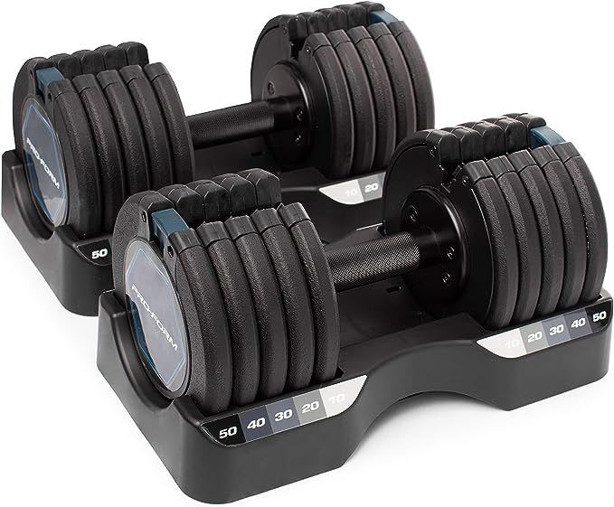 ProForm 50 lb. Select-a-Weight Dumbbell Pair, Black | Amazon (US)