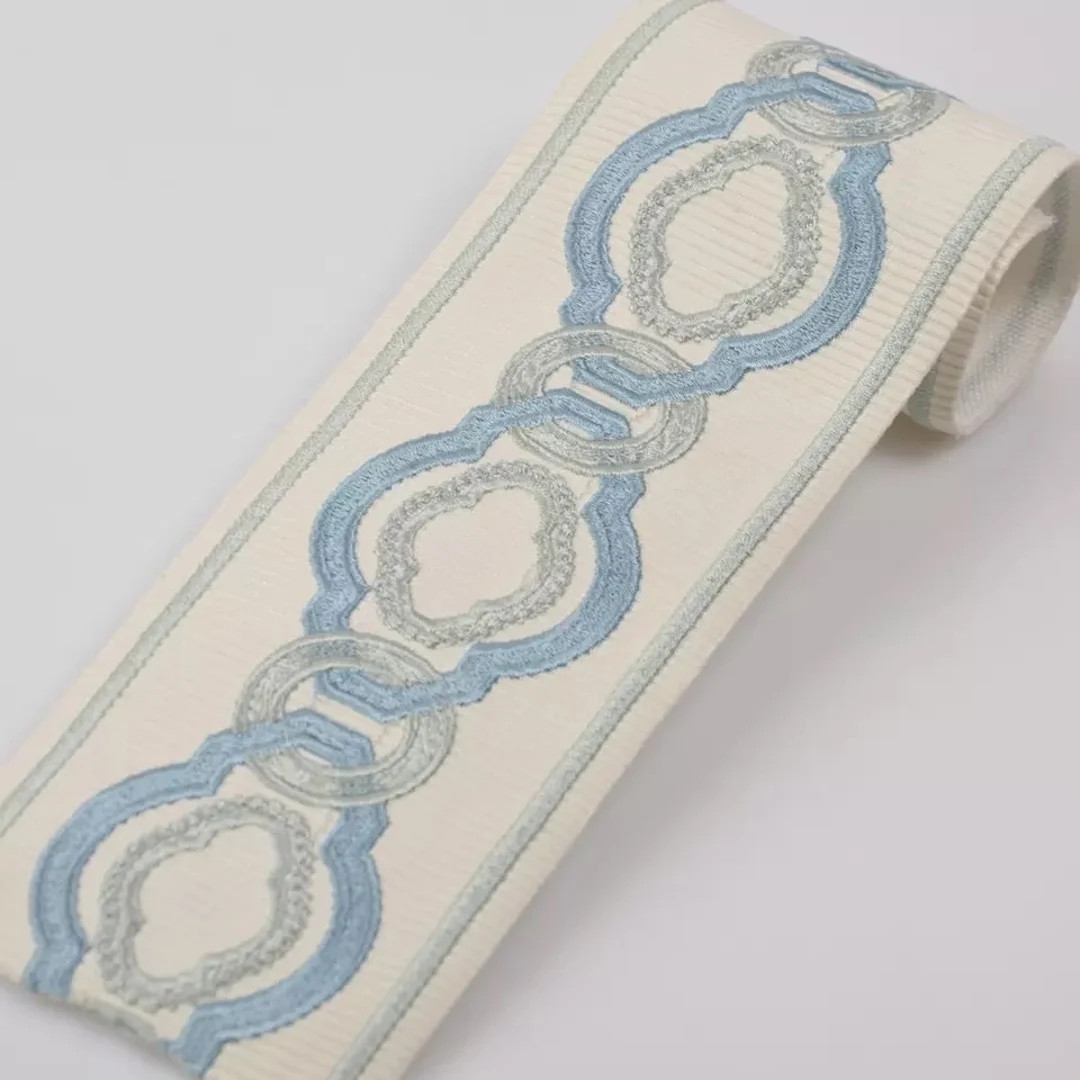 Chain Jacquard Ribbon Decorative Embroidery Tape Color Blue , Drapery Trim 3 " (7.5 Cm ) by the Y... | Etsy (US)