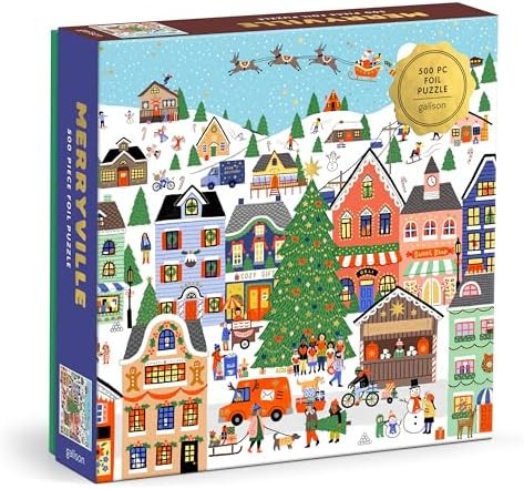 Galison Merryville – 500 Piece Holly Maguire Foil Jigsaw Puzzle Featuring Beautiful Illustratio... | Amazon (US)
