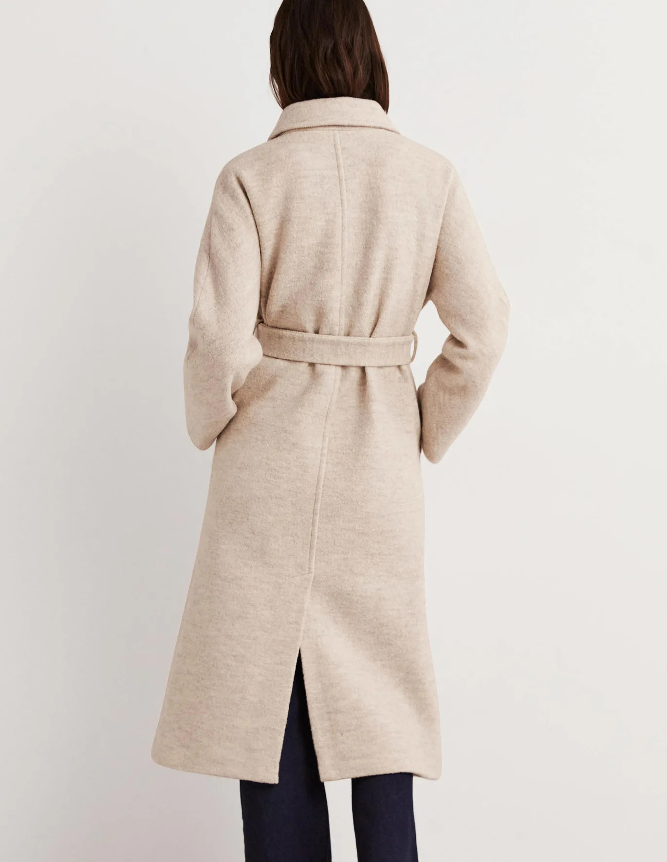 Belted Textured Wool Maxi Coat - Oat Milk | Boden (US)