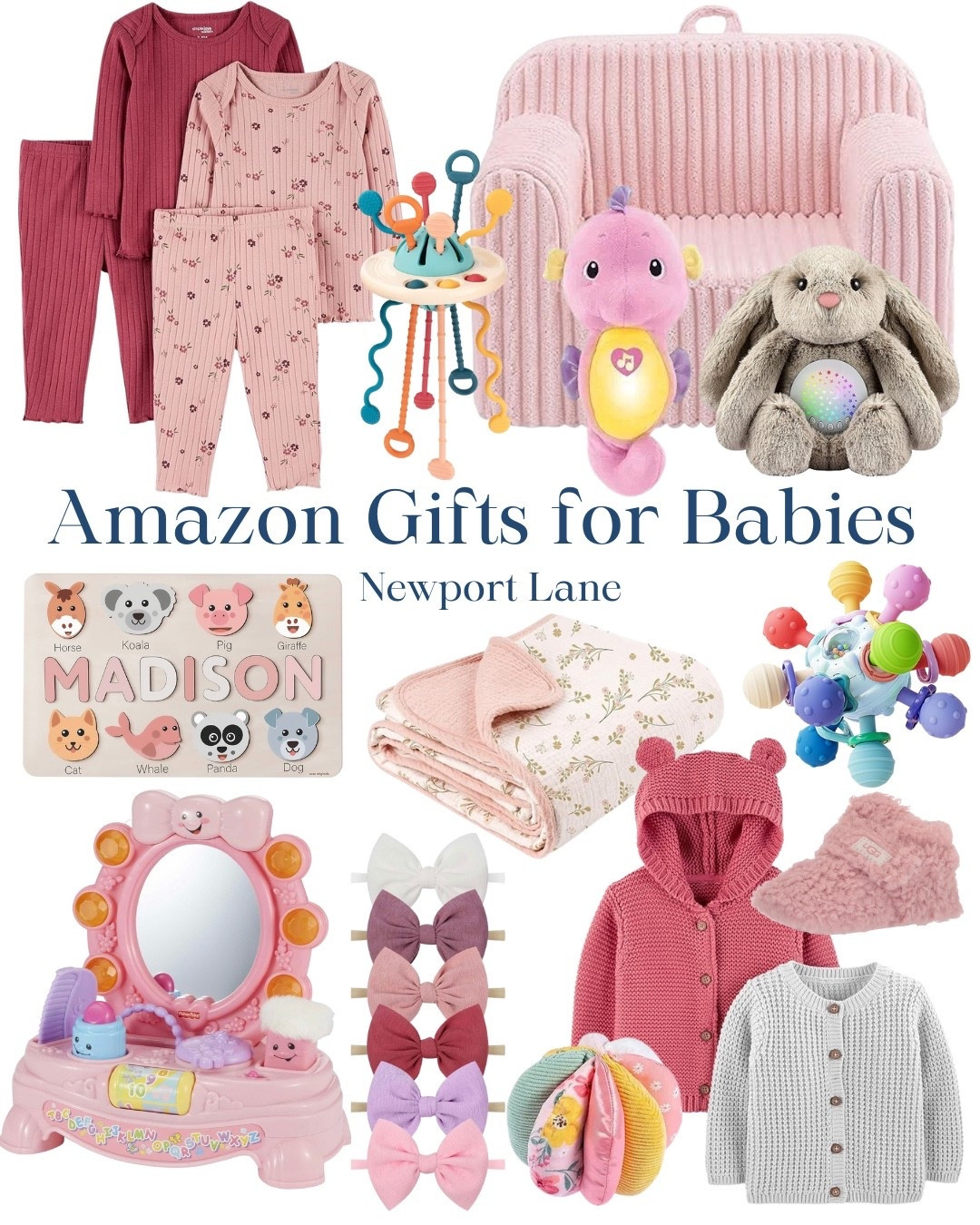 Found the cutest gift guide for your baby girl! Get the sweetest clothes, cozy accessories, and engaging developmental toys now.
baby chrismas gifts, baby shower gifts, baby gift guide, baby registry, newborn essentials, baby clothes, montessori toys, cozy blanket, nursery room 

#LTKStyleTip #LTKGiftGuide #LTKBaby