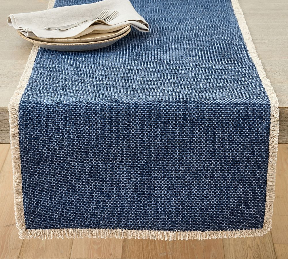 Mason Handwoven Cotton Fringe Table Runner | Pottery Barn (US)
