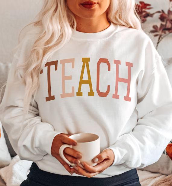 Teach Sweatshirt Retro Teacher Sweatshirt Teacher | Etsy | Etsy (US)