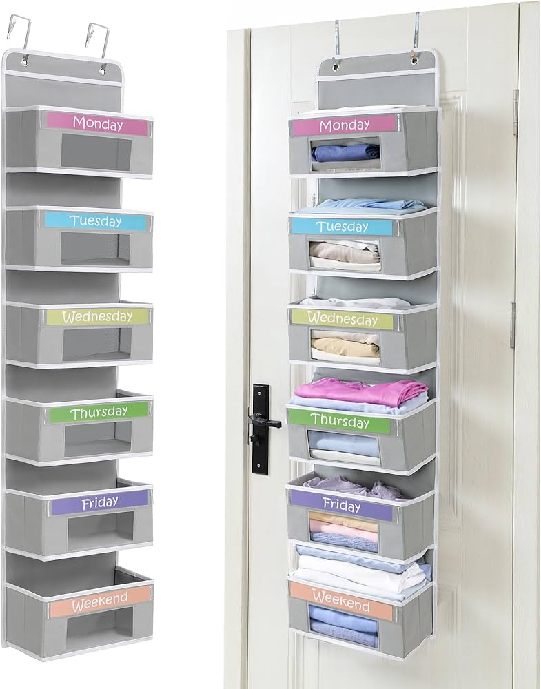 Houseables Weekly Clothes Organizer for Kids, Kids Clothes Organizer, 6 Shelf w/Day of The Week L... | Amazon (US)
