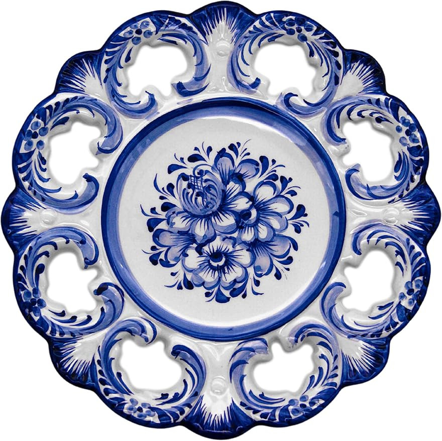 10 Inch Hand Painted Blue and White Portuguese Ceramic Wall Décor Hanging Plate Made in Portugal | Amazon (US)