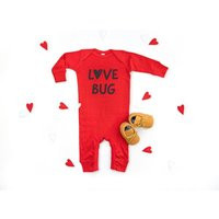 Love Bug Bodysuit, Baby Boy Valentines Day Outfit, Newborn Valentine Gift, Red Long Sleeve Romper, F | Etsy (US)