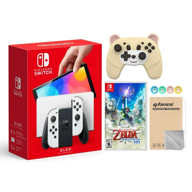 2021 New Nintendo Switch OLED Model White Joy Con 64GB Console Improved HD Screen & LAN-Port Dock... | Walmart (US)