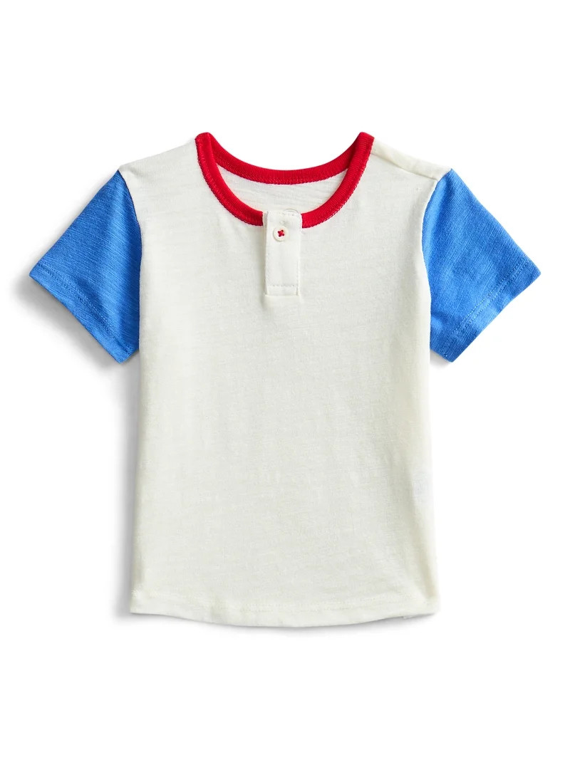 Wonder Nation Baby Boys Henley Tee with Short Sleeves, Sizes 0M-24M | Walmart (US)