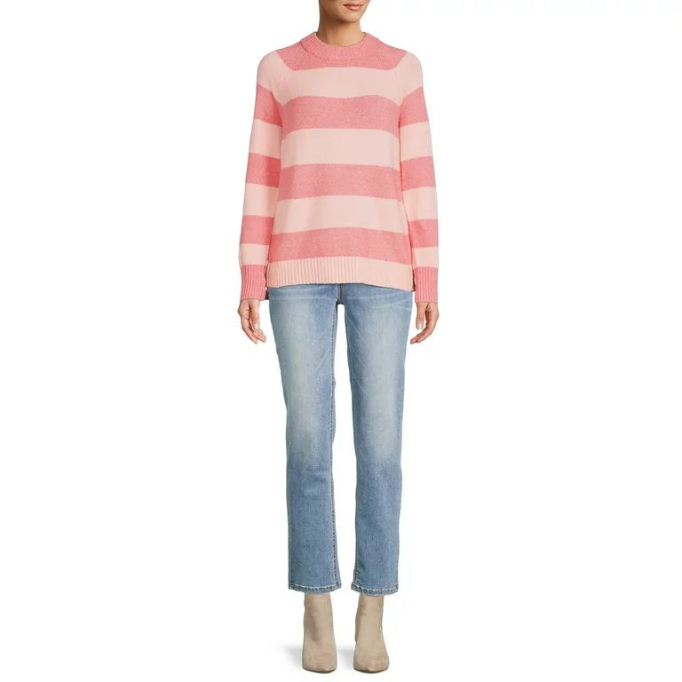 Time and Tru Women's Super Soft Midweight Stripe Sweater | Walmart (US)