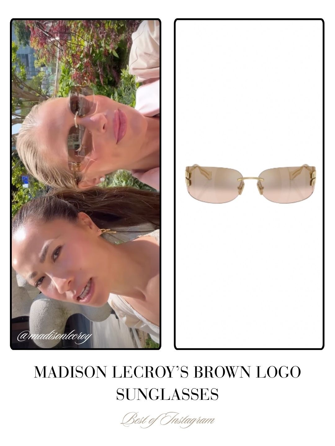 Madison LeCroy’s Brown Logo Sunglasses 📸 = @madisonlecroy