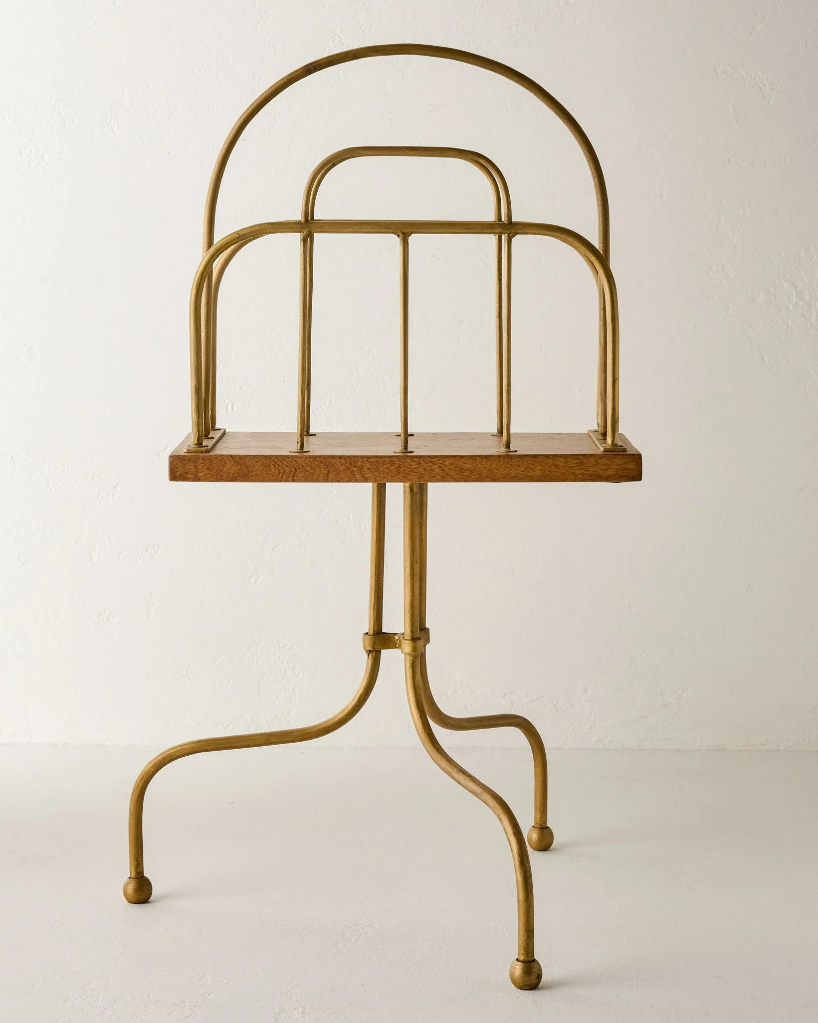 Antique Brass and Wood Media Stand | Magnolia