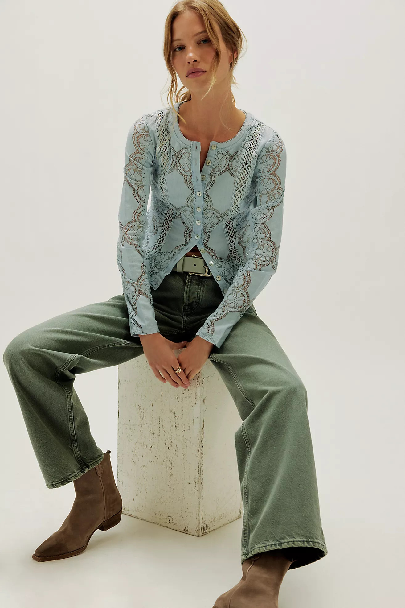 Jae Sheer Lace Knit Long Sleeve Top | Free People (Global - UK&FR Excluded)