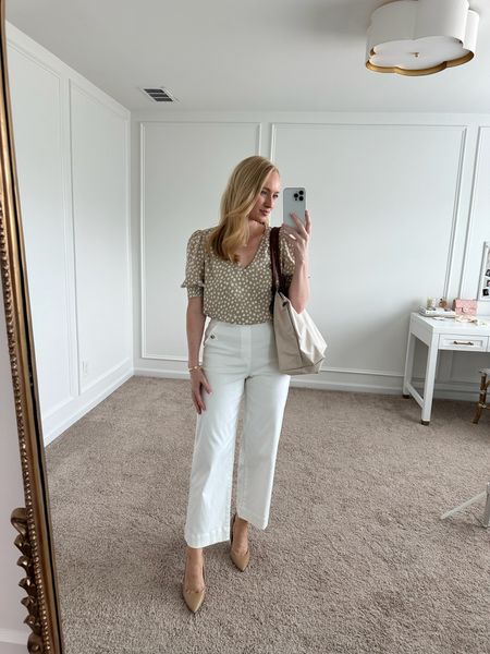 My favorite cropped white pants! A great option for work or a dressy event! They are such good quality and super flattering! Wearing size medium. Use my code AMANDAJOHNxSPANX for 10% off! 
White pants // spring outfits // work outfits // Spanx fashion 

#LTKSeasonal #LTKstyletip #LTKworkwear