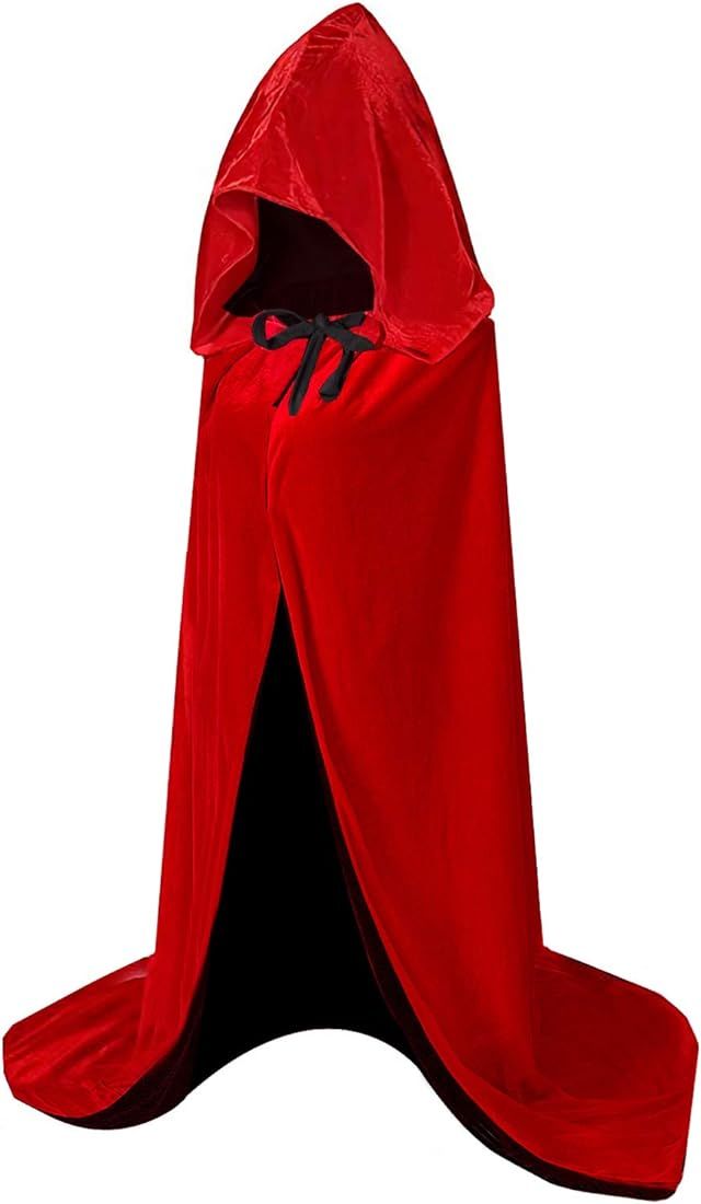 Amazon.com: Dlala Hooded Cloak Long Reversible Velvet Robe Cape for Christmas Halloween Cosplay C... | Amazon (US)