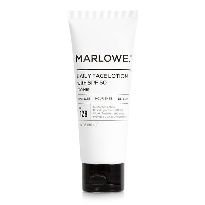 MARLOWE. No. 128 Men's Facial Lotion with Sunscreen SPF 50, 3.4 oz, Oil-Free, Lightweight Daily F... | Amazon (US)