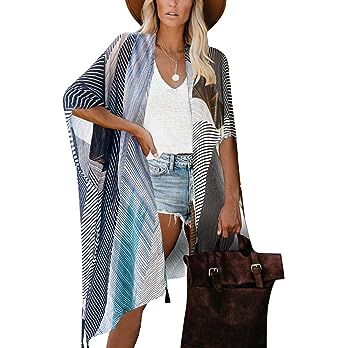 Moss Rose Women's Beach Cover up Swimsuit Kimono with Bohemian Floral Print, Loose Casual Resort ... | Amazon (US)