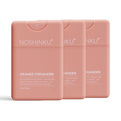 Noshinku - Refillable Hand Sanitizer Orange Coriander 3-Pack, Travel Size Spray, Hydrating Botanical Oils, Natural Ingredients, All Natural Fragrances, Sugarcane Derived Alcohol, No Parabens, No Dyes | Amazon (US)