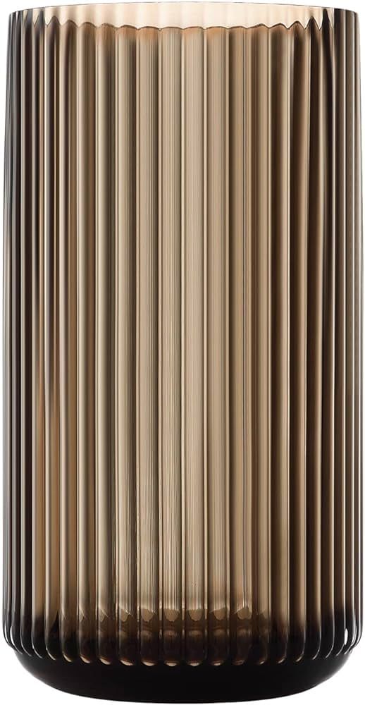 Large Cylinder Ribbed Brown Glass Flower Vase for Farmhouse Dining Table Centerpieces Decor | Amazon (US)