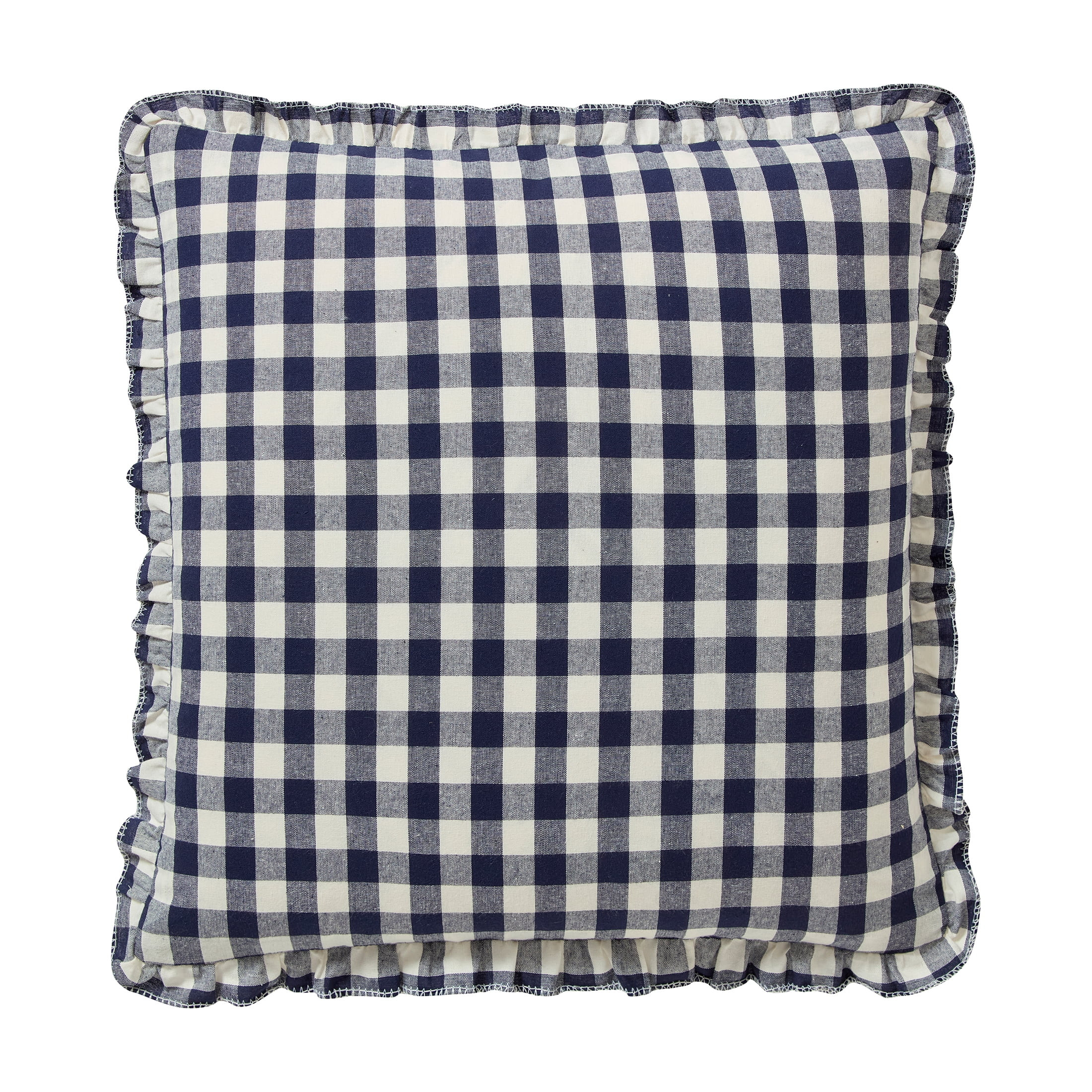 My Texas House 18" x 18" Blue Gingham Ruffle Decorative Pillow Cover | Walmart (US)