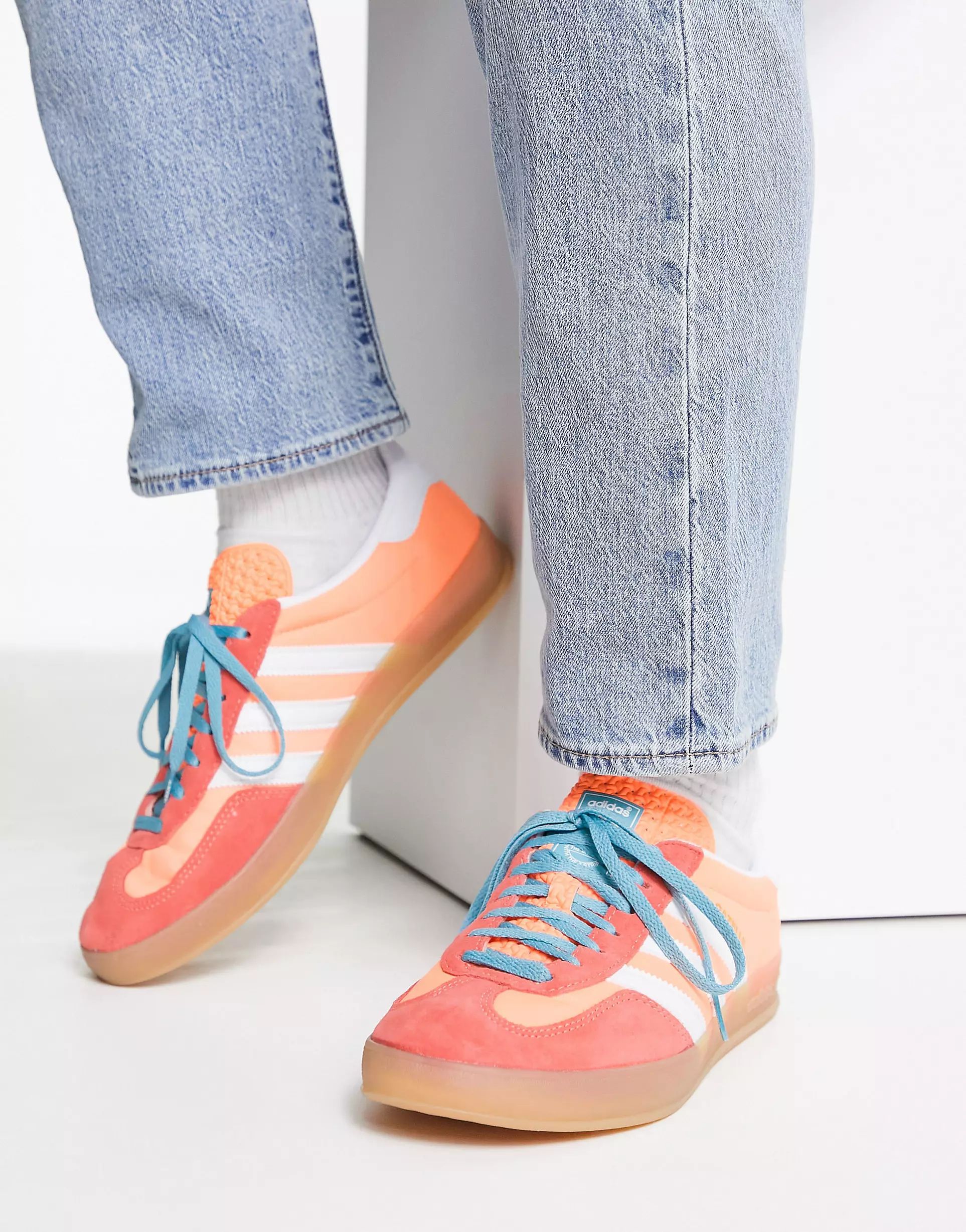 adidas Originals Gazelle Indoor gum sole trainers in orange and white - PEACH | ASOS (Global)