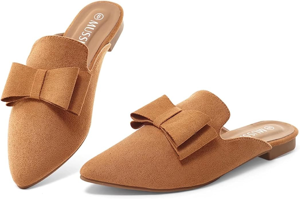MUSSHOE Mules for Women Slip On Comfortable Pointed Toe Womens Loafers Women's Flats for Women's ... | Amazon (US)