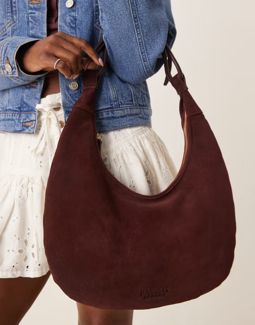 Barneys originals suede shoulder bag in burgundy-Red | ASOS (Global)