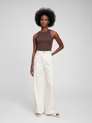 High Rise Pleated Wide-Leg Trouser with Washwell | Gap (US)