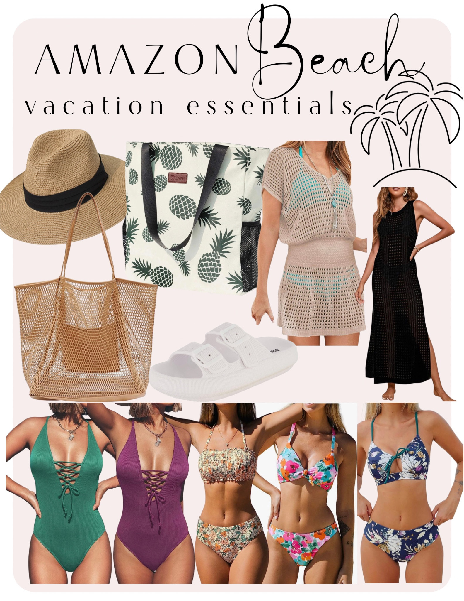 Swimsuits / one piece bathing suit / bikini / amazon swim / beach bag / beach hat / vacation hat / beach coverups / swim cover up / comfy beach sandals 

#LTKtravel #LTKswim #LTKunder50